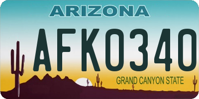 AZ license plate AFK0340