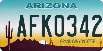 AZ license plate AFK0342