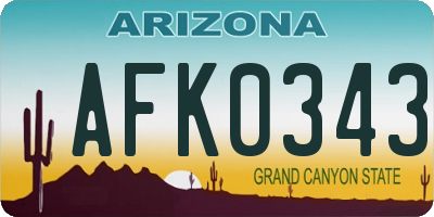 AZ license plate AFK0343