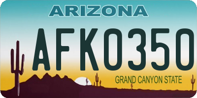 AZ license plate AFK0350