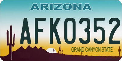 AZ license plate AFK0352