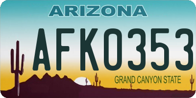 AZ license plate AFK0353