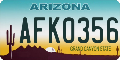 AZ license plate AFK0356