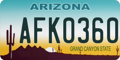 AZ license plate AFK0360