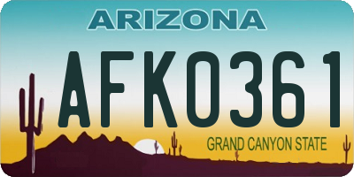 AZ license plate AFK0361
