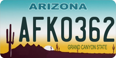 AZ license plate AFK0362