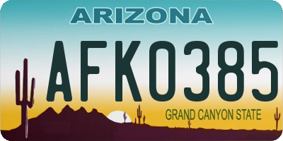 AZ license plate AFK0385