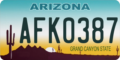 AZ license plate AFK0387