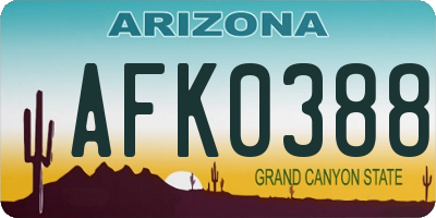 AZ license plate AFK0388
