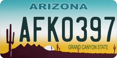 AZ license plate AFK0397