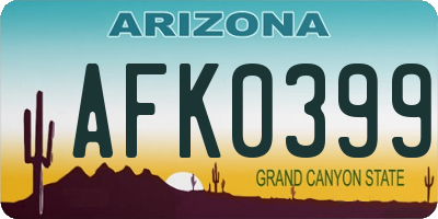 AZ license plate AFK0399