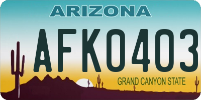 AZ license plate AFK0403