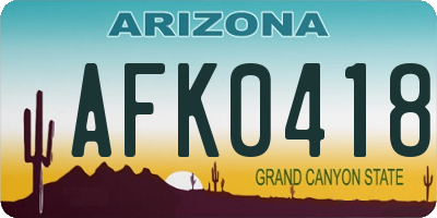 AZ license plate AFK0418