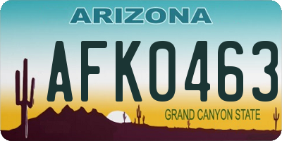 AZ license plate AFK0463