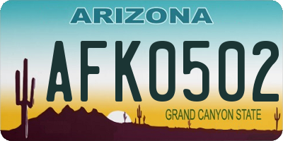 AZ license plate AFK0502