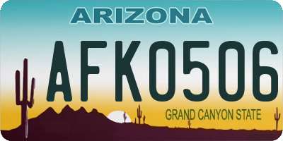 AZ license plate AFK0506
