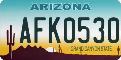 AZ license plate AFK0530