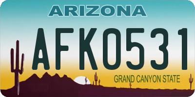 AZ license plate AFK0531