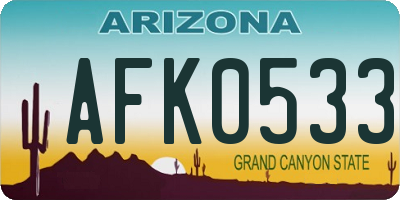 AZ license plate AFK0533