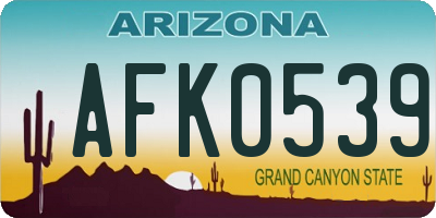 AZ license plate AFK0539