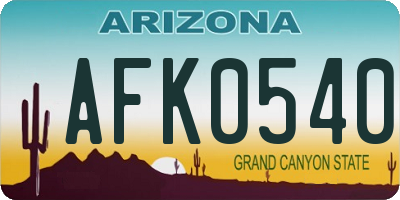 AZ license plate AFK0540