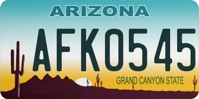 AZ license plate AFK0545