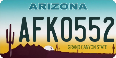 AZ license plate AFK0552