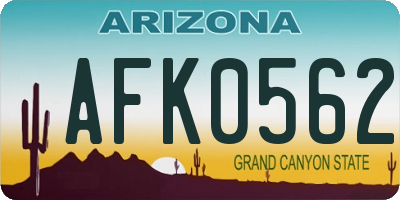 AZ license plate AFK0562