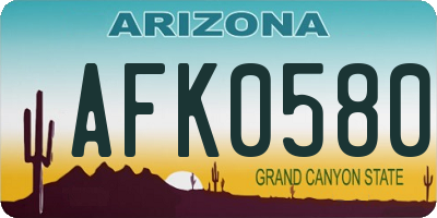 AZ license plate AFK0580