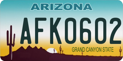 AZ license plate AFK0602