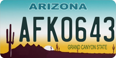 AZ license plate AFK0643