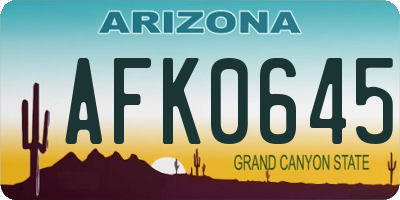 AZ license plate AFK0645