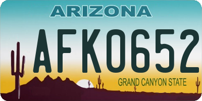 AZ license plate AFK0652