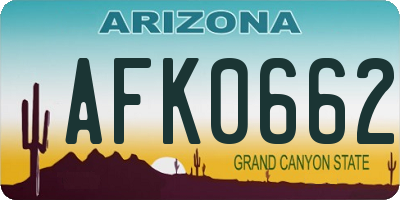 AZ license plate AFK0662
