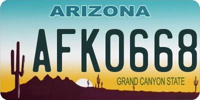 AZ license plate AFK0668
