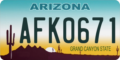 AZ license plate AFK0671