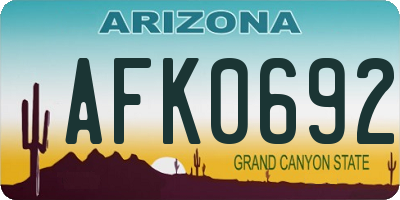 AZ license plate AFK0692