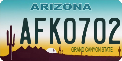 AZ license plate AFK0702