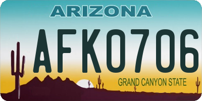 AZ license plate AFK0706