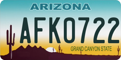 AZ license plate AFK0722