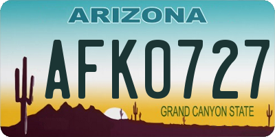 AZ license plate AFK0727
