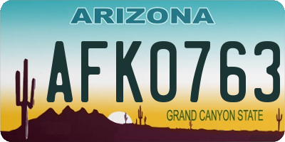 AZ license plate AFK0763