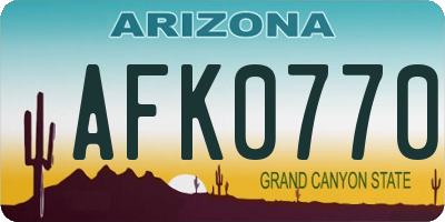 AZ license plate AFK0770