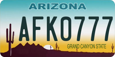 AZ license plate AFK0777
