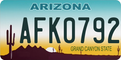 AZ license plate AFK0792
