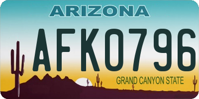 AZ license plate AFK0796