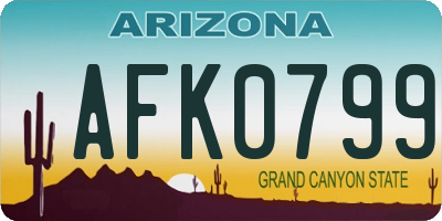 AZ license plate AFK0799