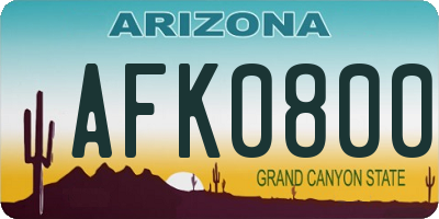 AZ license plate AFK0800