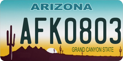 AZ license plate AFK0803