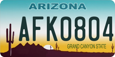 AZ license plate AFK0804